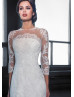 Illusion Neck Ivory Lace Tulle Elegant Wedding Dress